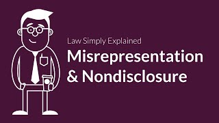 Misrepresentation and Nondisclosure  Contracts  Defenses amp Excuses [upl. by Leckie]