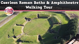 CAERLEON ROMAN BATHS amp AMPHITHEATRE WALES  Walking Tour  Pinned on Places [upl. by Nosnev]