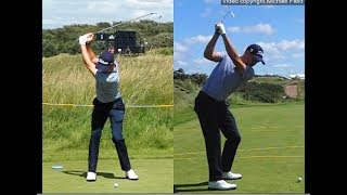 Justin Thomas golf swing  Long Iron faceon amp downtheline July 2017 [upl. by Friend653]