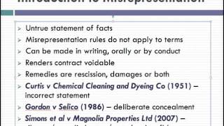 Misrepresentation Lecture 1 of 4 [upl. by Idihc]